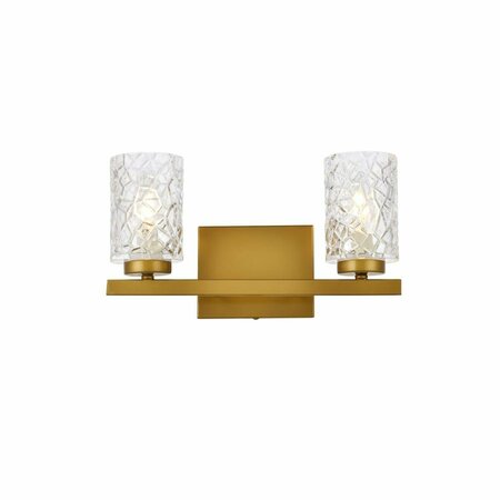 CLING Cassie 2 Lights Bath Sconce in Brass with Clear Shade CL2954356